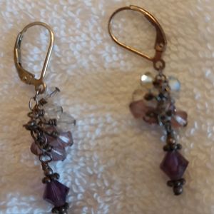 Swarovski crystal & silver leverback one pair earrings